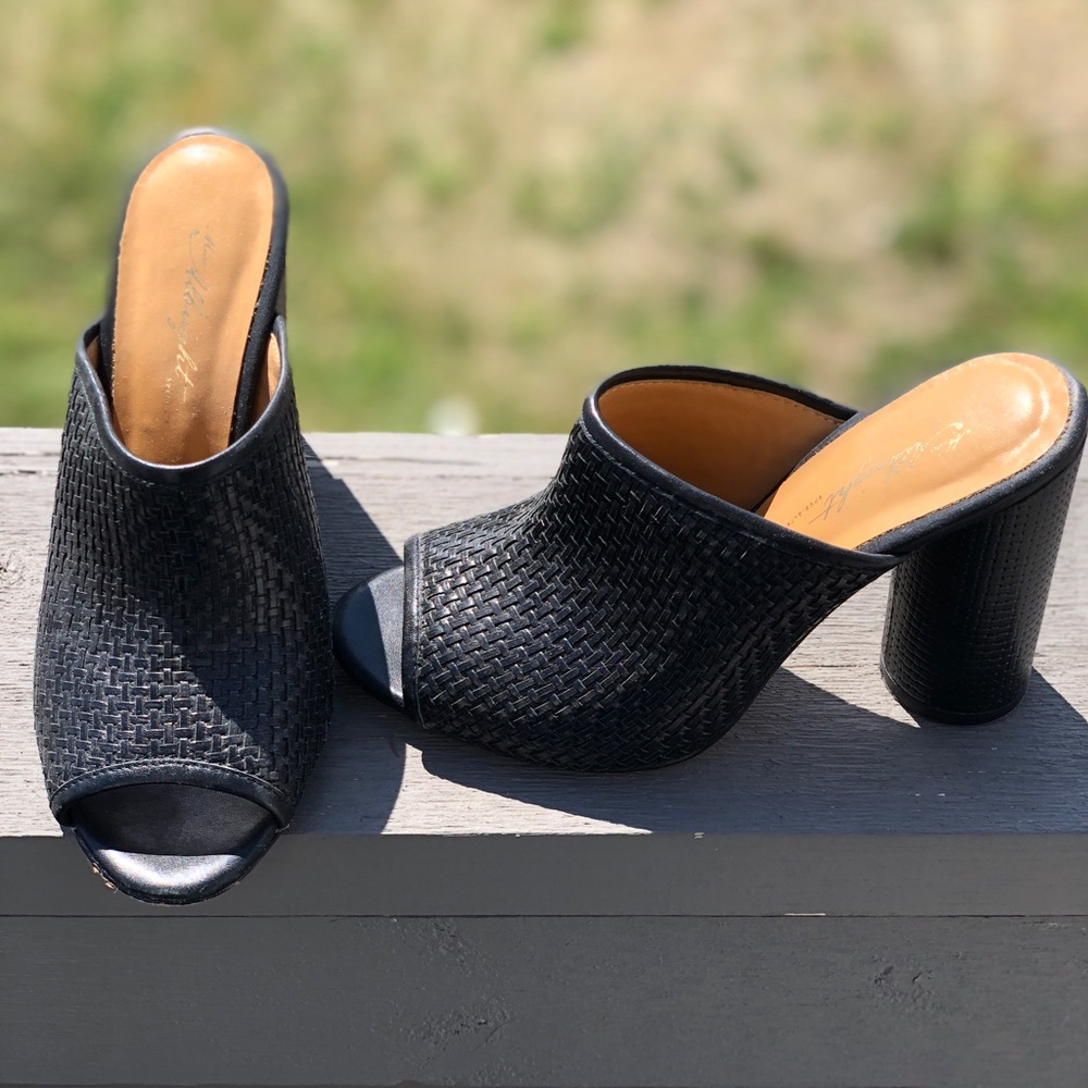 Miss Albright peep-toe woven heels, size 6.5